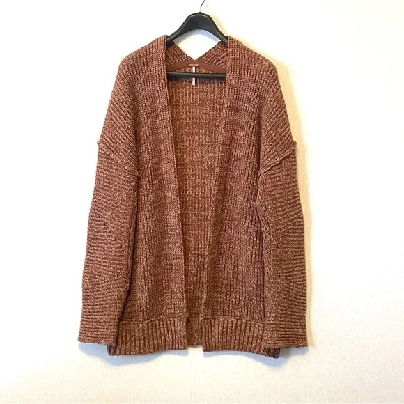 Free People Brown Combo Long Sleeve Open Cardigan - Picture 3 of 13